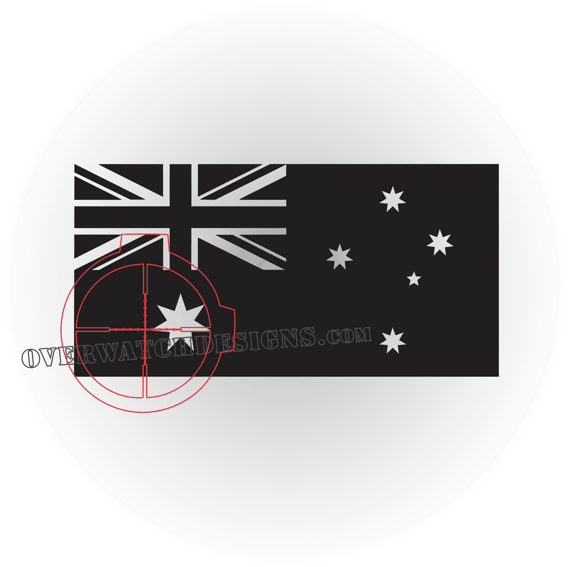Australian Flag Watermarkand Red Circle PNG