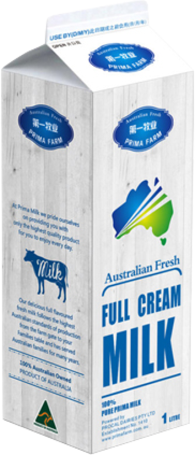 Australian Fresh Full Cream Milk Carton PNG