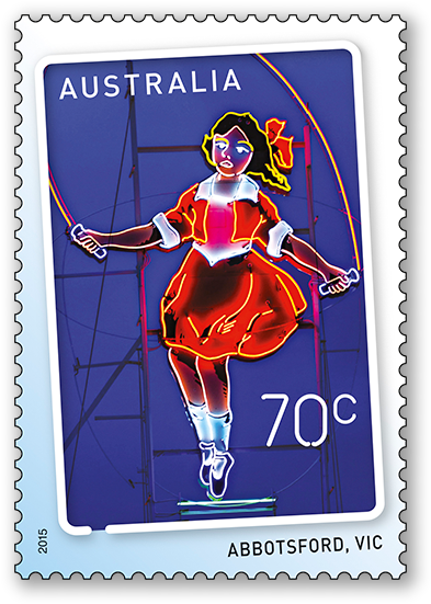 Australian Neon Skipping Girl Vinegar Stamp PNG