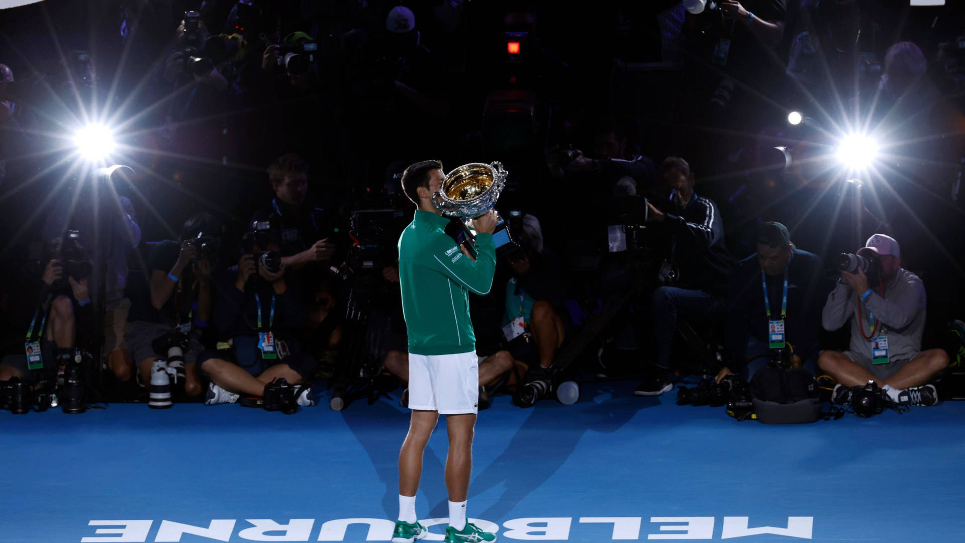 Australian Open Champion Novak With Photographers Picture