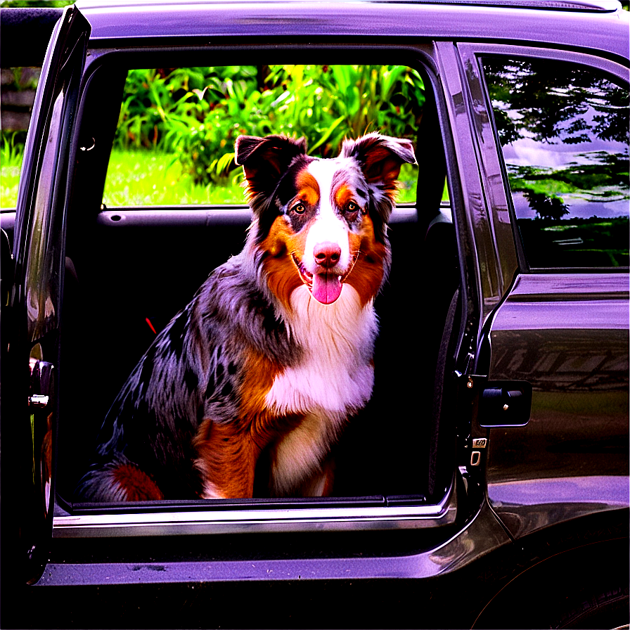 Australian Shepherd In Car Png 06202024 PNG