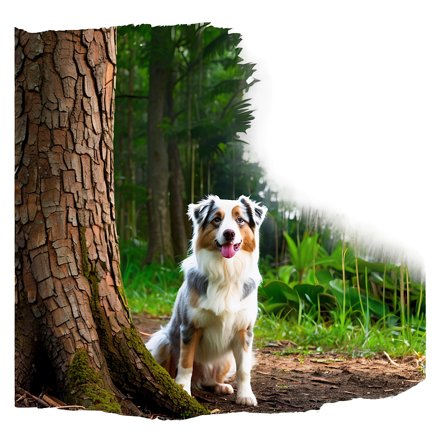 Australian Shepherd In Forest Png Qqb PNG