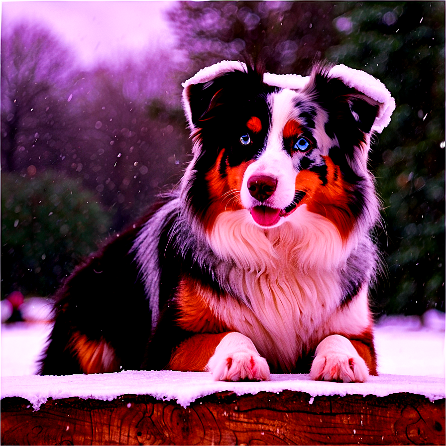 Australian Shepherd In Winter Png 06202024 PNG