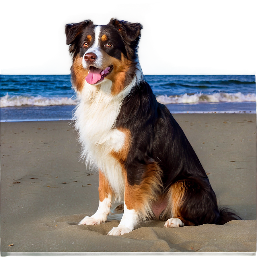 Australian Shepherd On Beach Png 21 PNG