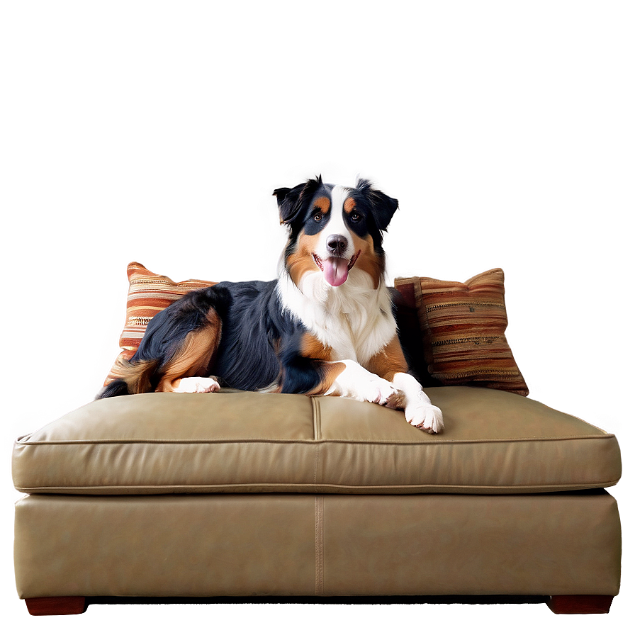 Australian Shepherd On Couch Png 06202024 PNG