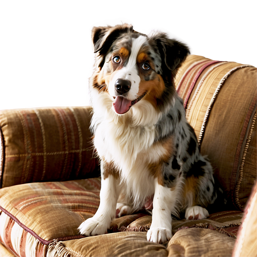 Australian Shepherd On Couch Png 06202024 PNG