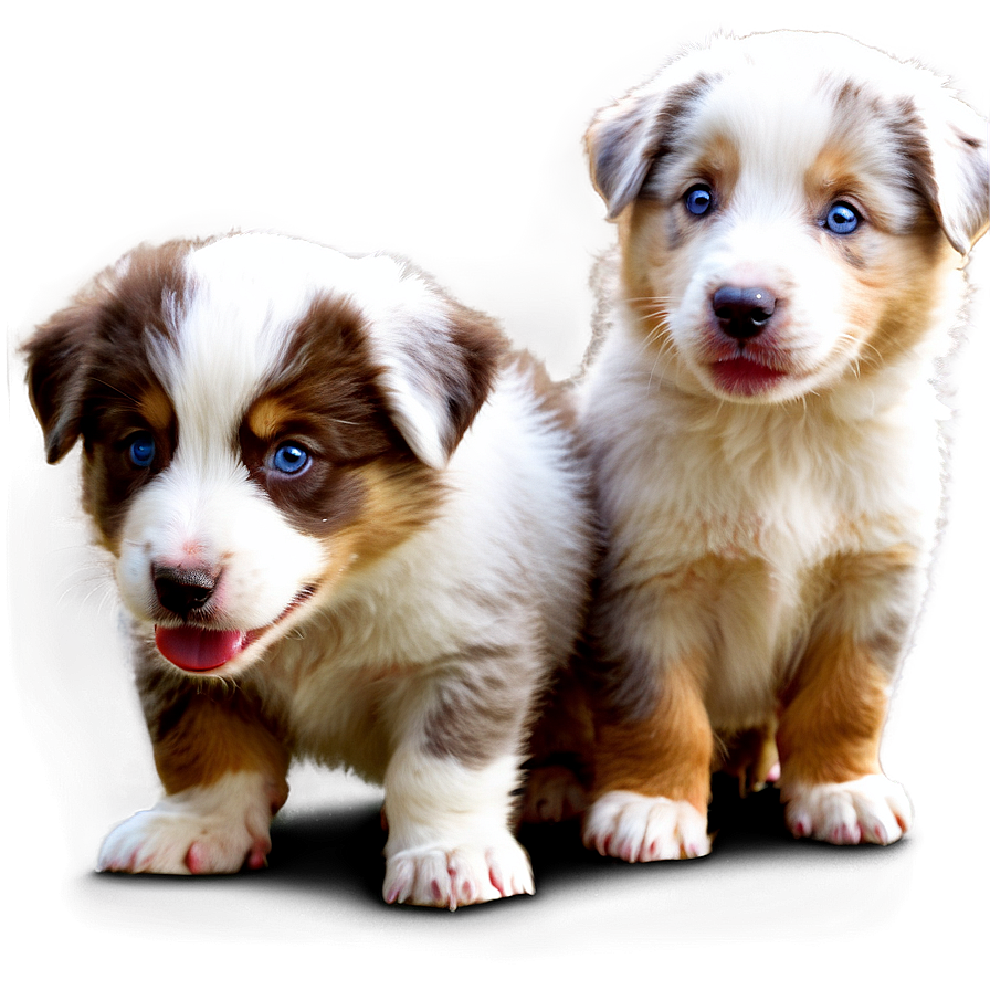 Australian Shepherd Puppies Playing Png Oep PNG