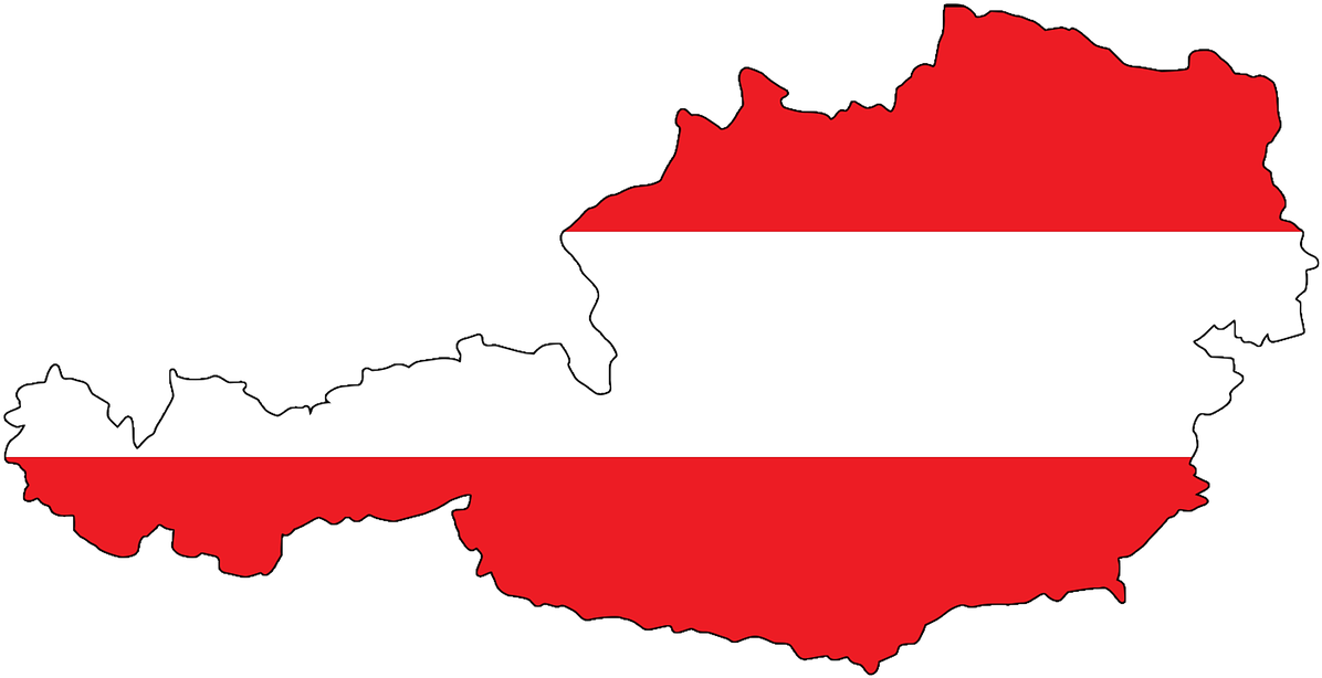 Austria Flag Map Outline PNG