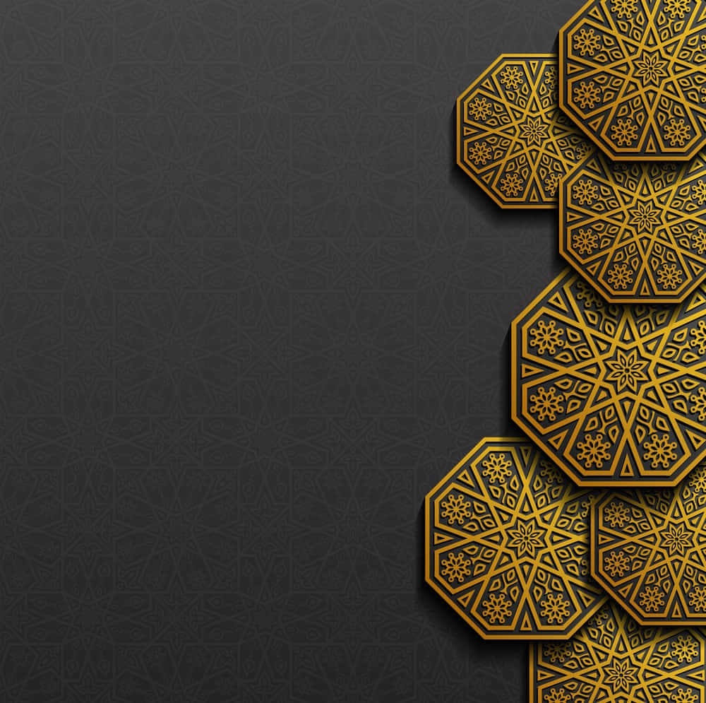 Gold Geometric Pattern On Black Background