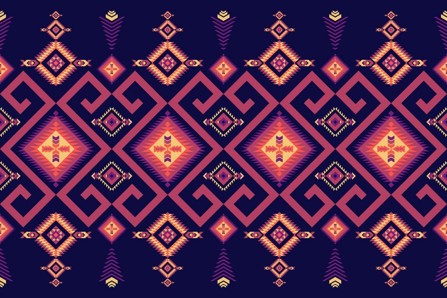 Etfarverigt Navajo Mønster Med Lilla Og Orange Design