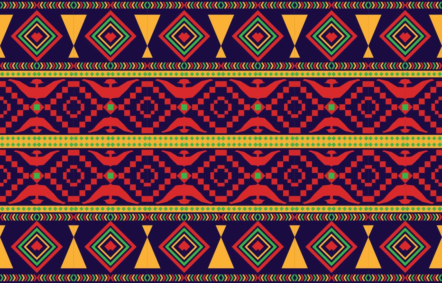 A Colorful Tribal Pattern With Red, Yellow And Blue Colors