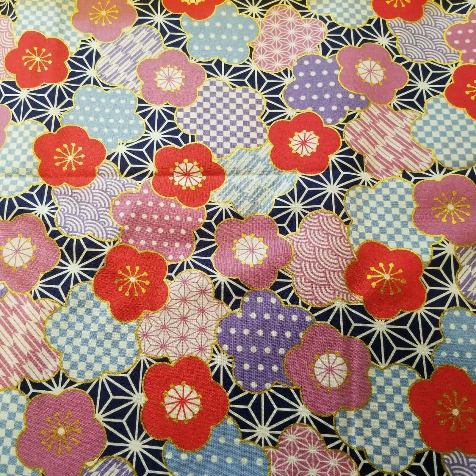 A Close Up Of A Japanese Flower Pattern