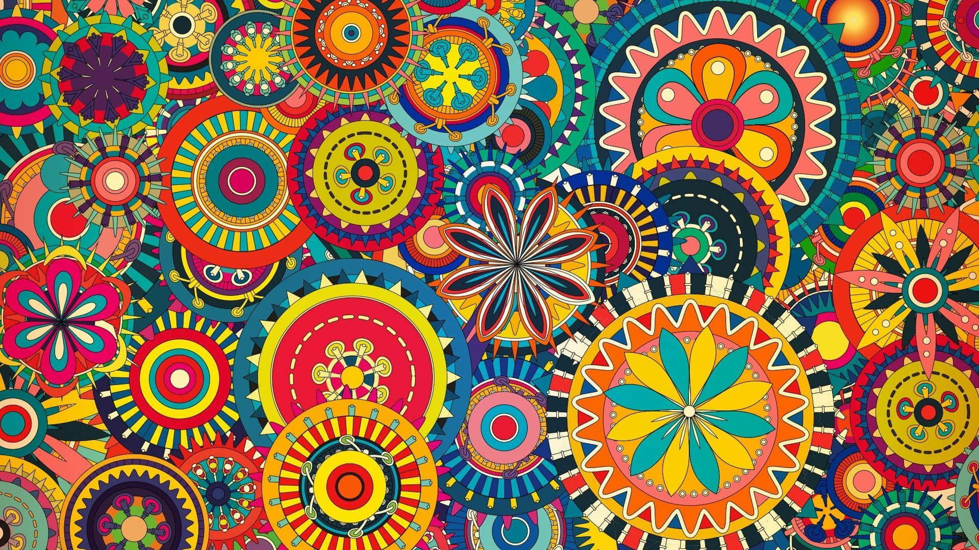 A Colorful Background With Many Colorful Circles