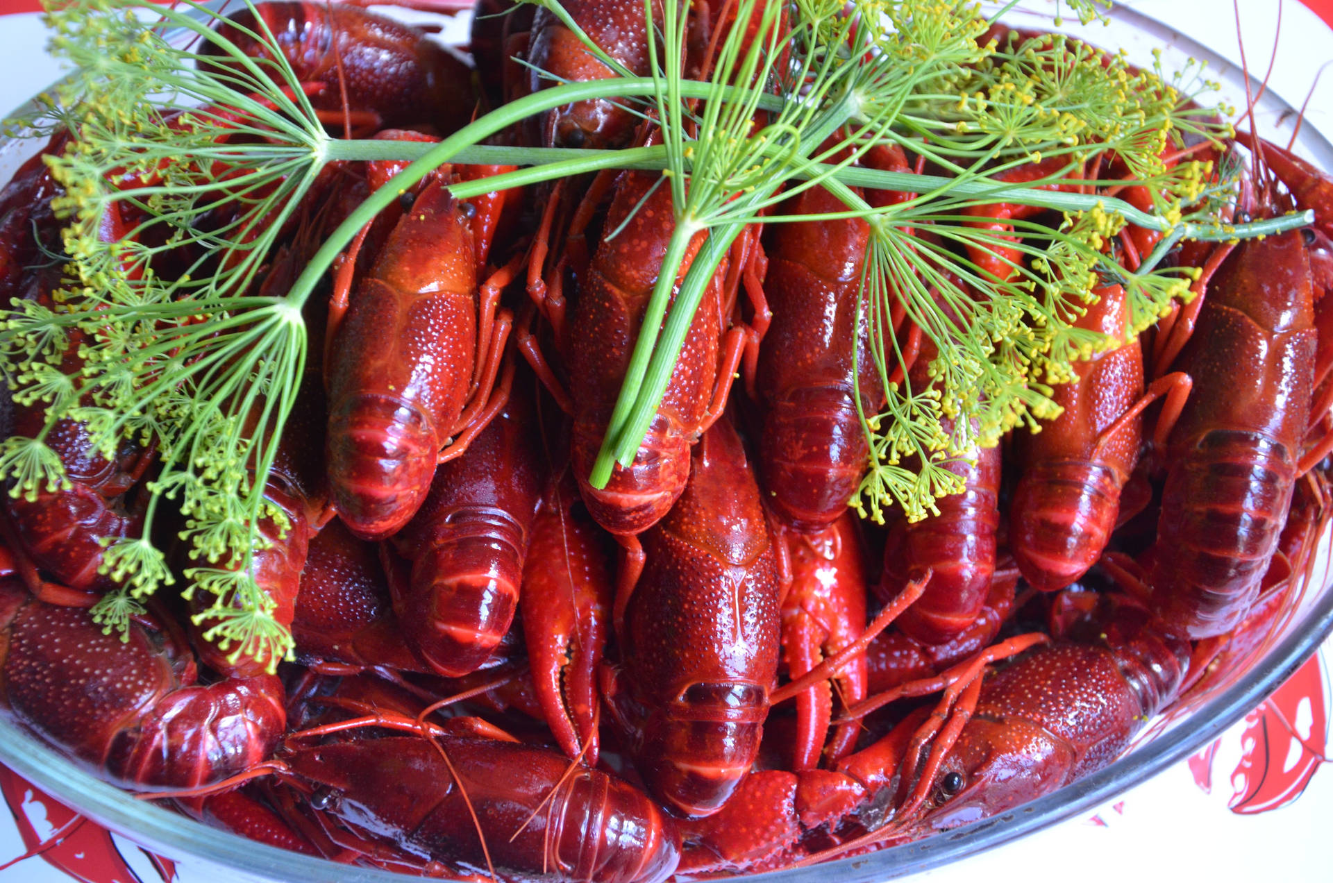 Authentic Crayfish Dish With Leaves Wallpaper