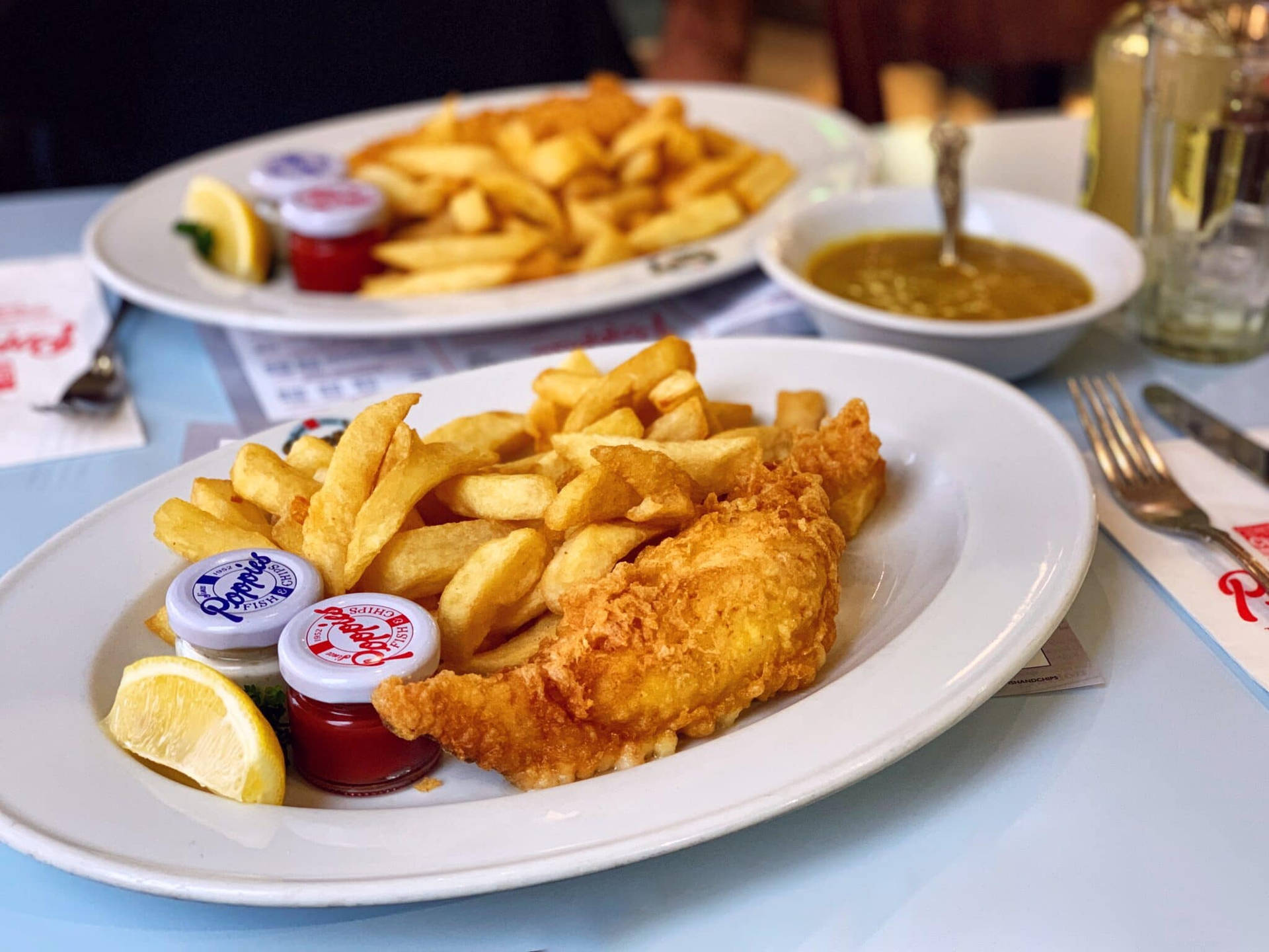 Authentic Fish And Chips From Poppies Wallpaper