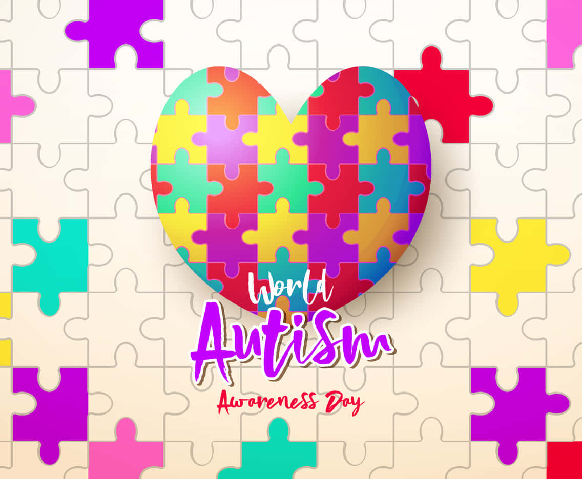 A Colorful Heart With The Word Autism Awareness Day