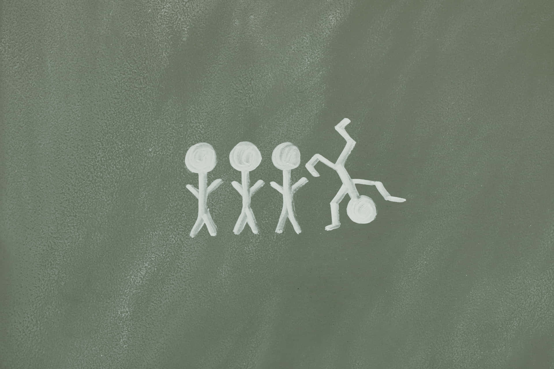 A Chalkboard With A White Drawing Of People