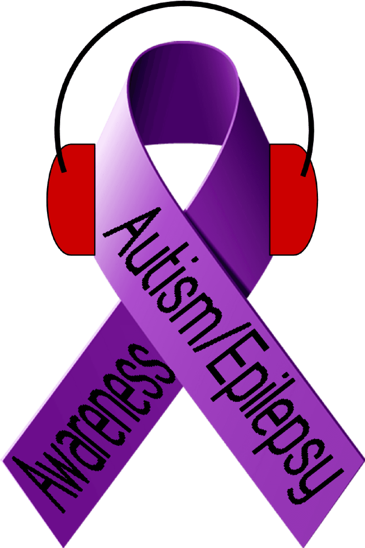Autism Epilepsy Awareness Ribbonwith Headphones PNG
