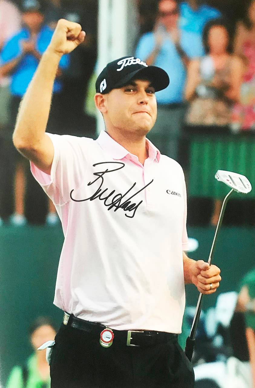 Autografav Golfspelaren Bill Haas. Wallpaper