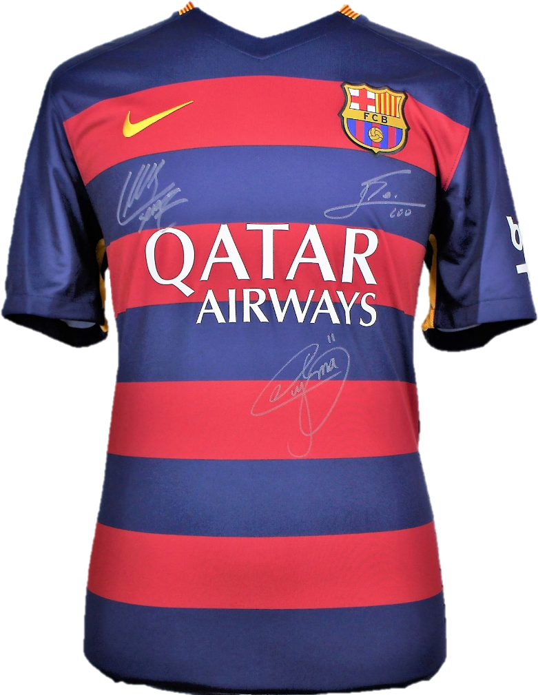 Autographed F C Barcelona Jersey Qatar Airways PNG