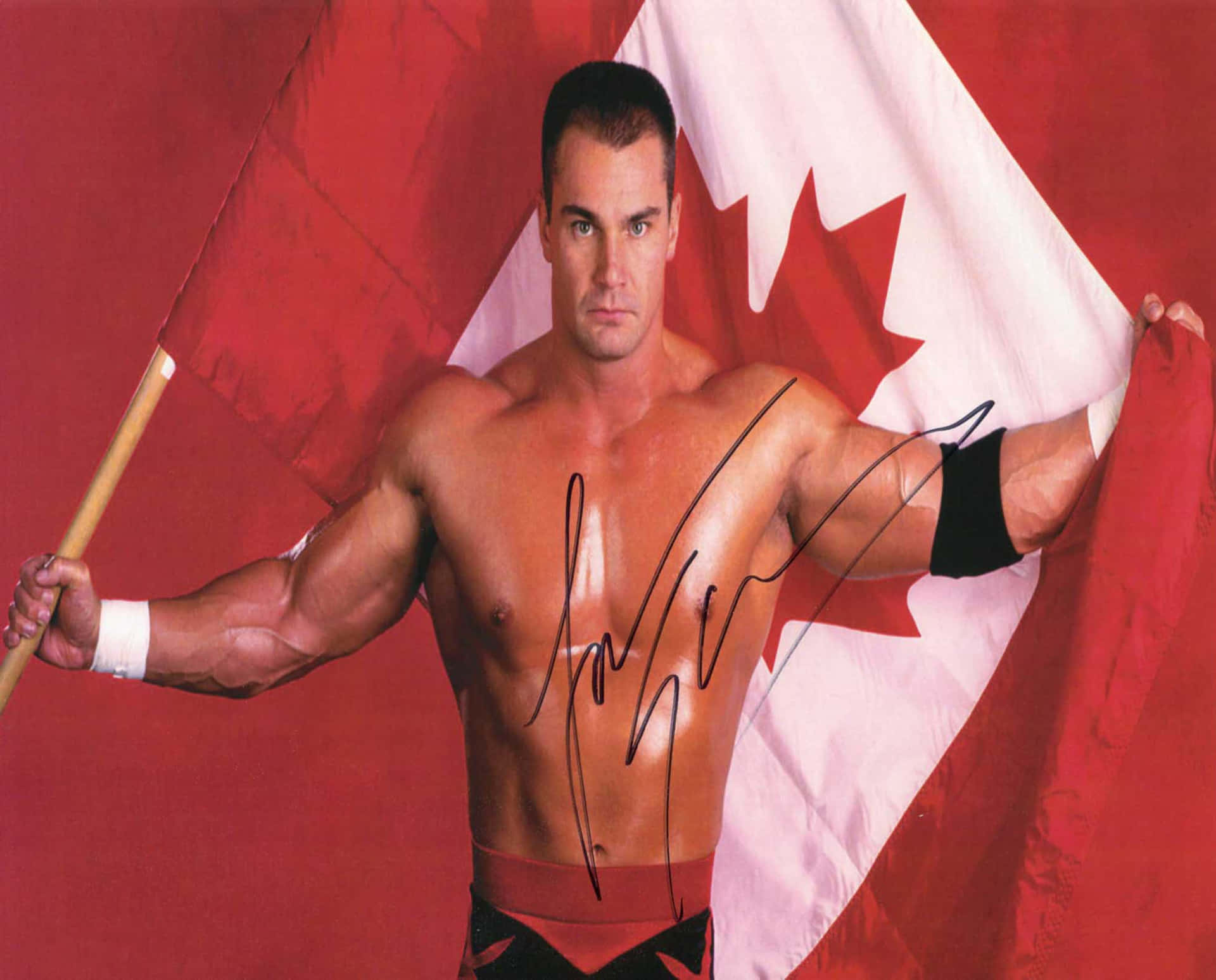 Autographed Lance Storm And Canadian Flag Wallpaper
