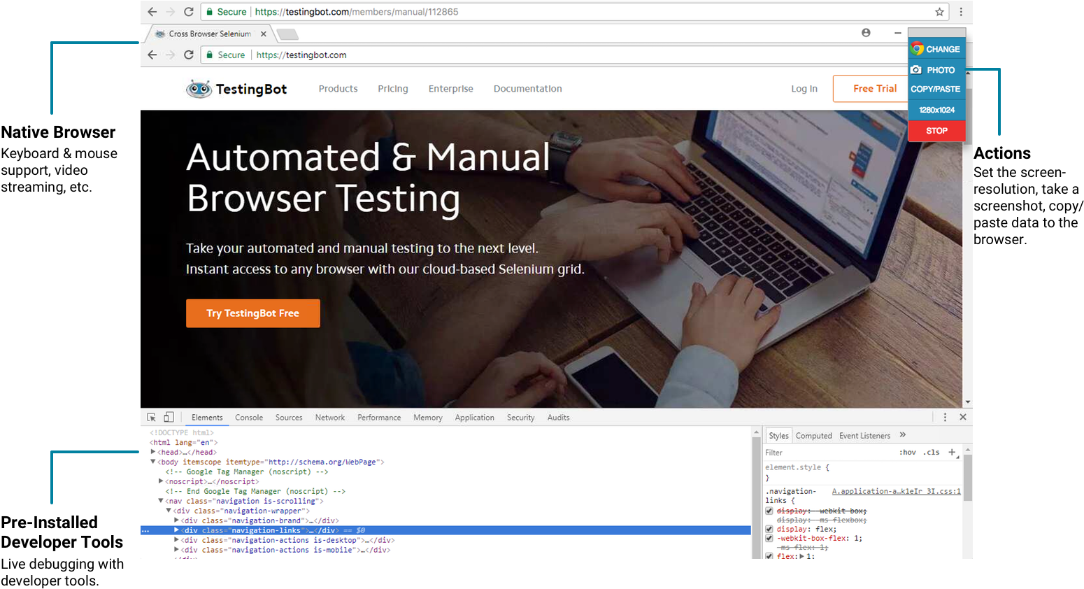 Automated Browser Testing Service Screenshot PNG