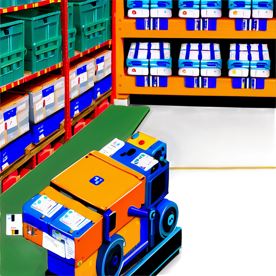 Automated Picking Robots In Warehouse Png Snn5 PNG