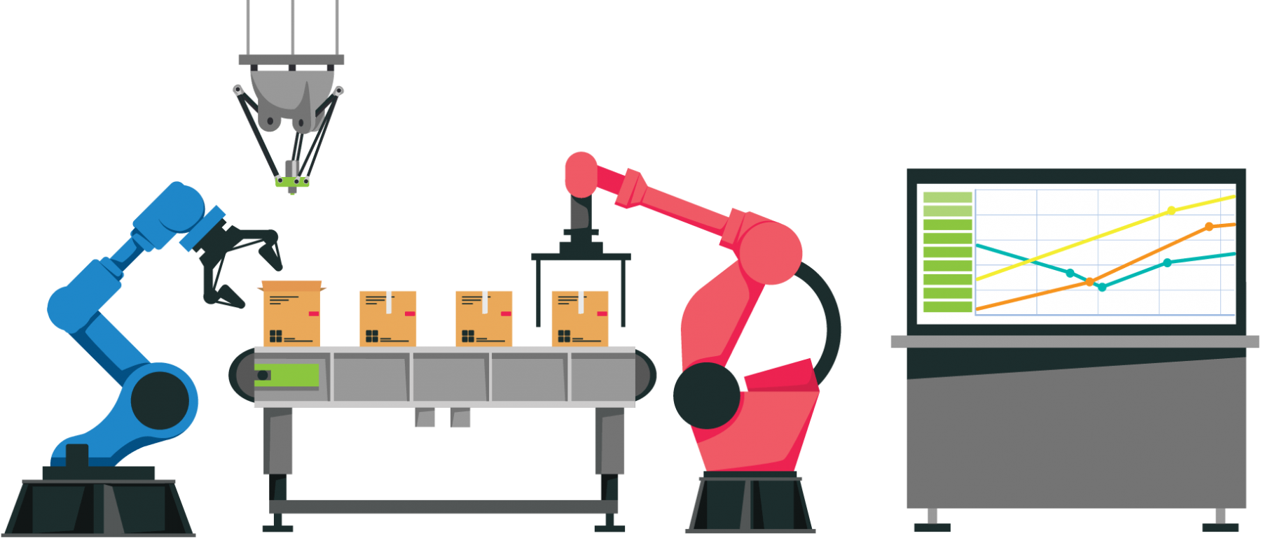 Automated Production Line Illustration PNG