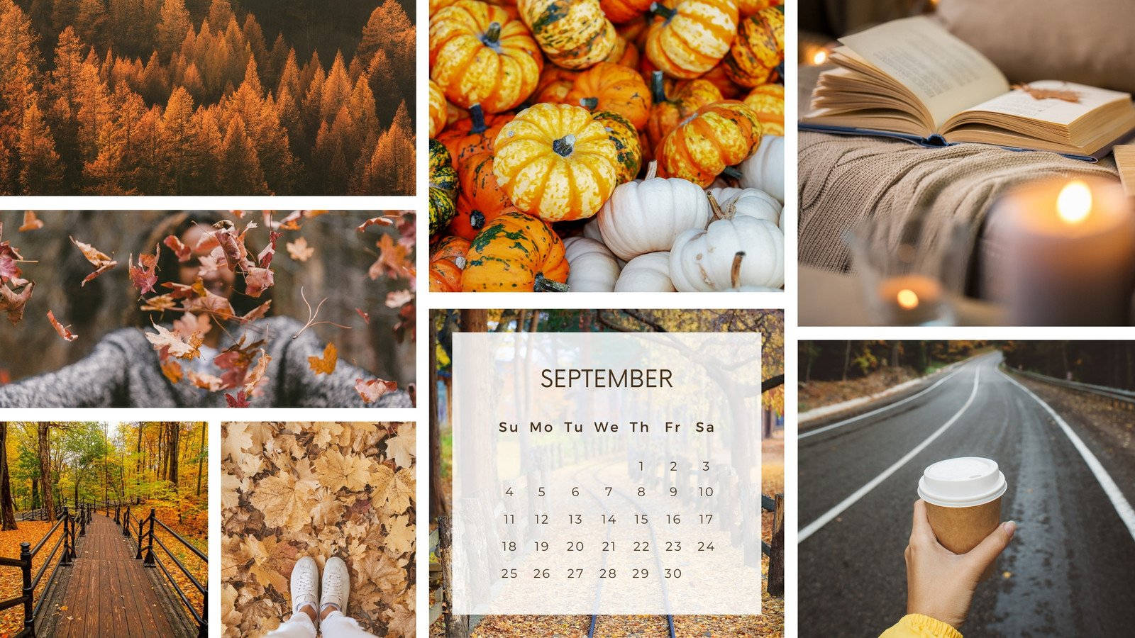 Efterår æstetisk bærbar september kalender tapet Wallpaper