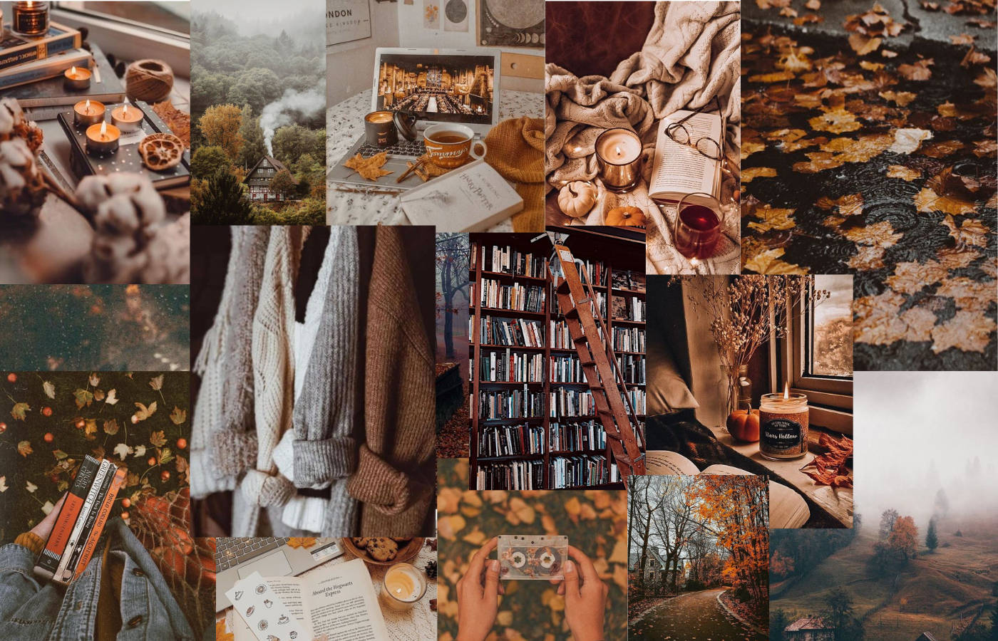 Cozy Season Collage Autumn Aesthetic Laptop Wallpaper