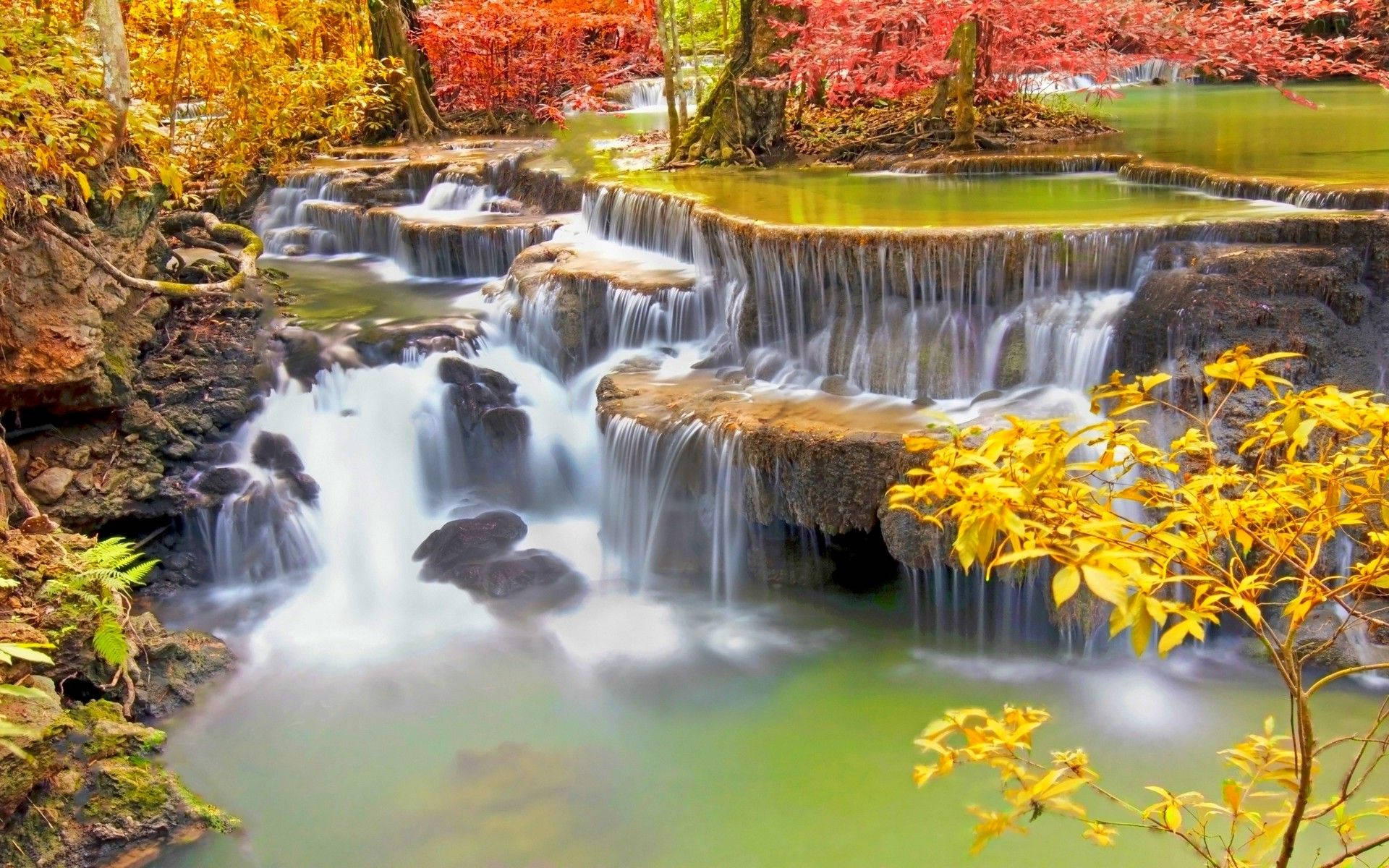 Autumn Beautiful Waterfall Wallpaper