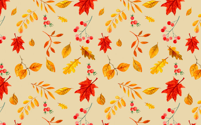 Autumn Berries And Leaves Aesthetic Wallpaper