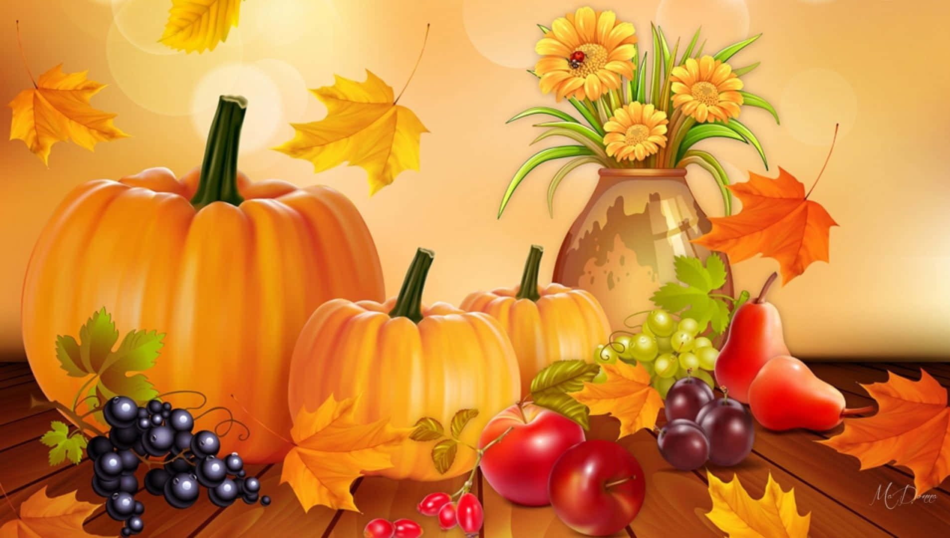 Vibrant Autumn Bounty Scene Wallpaper