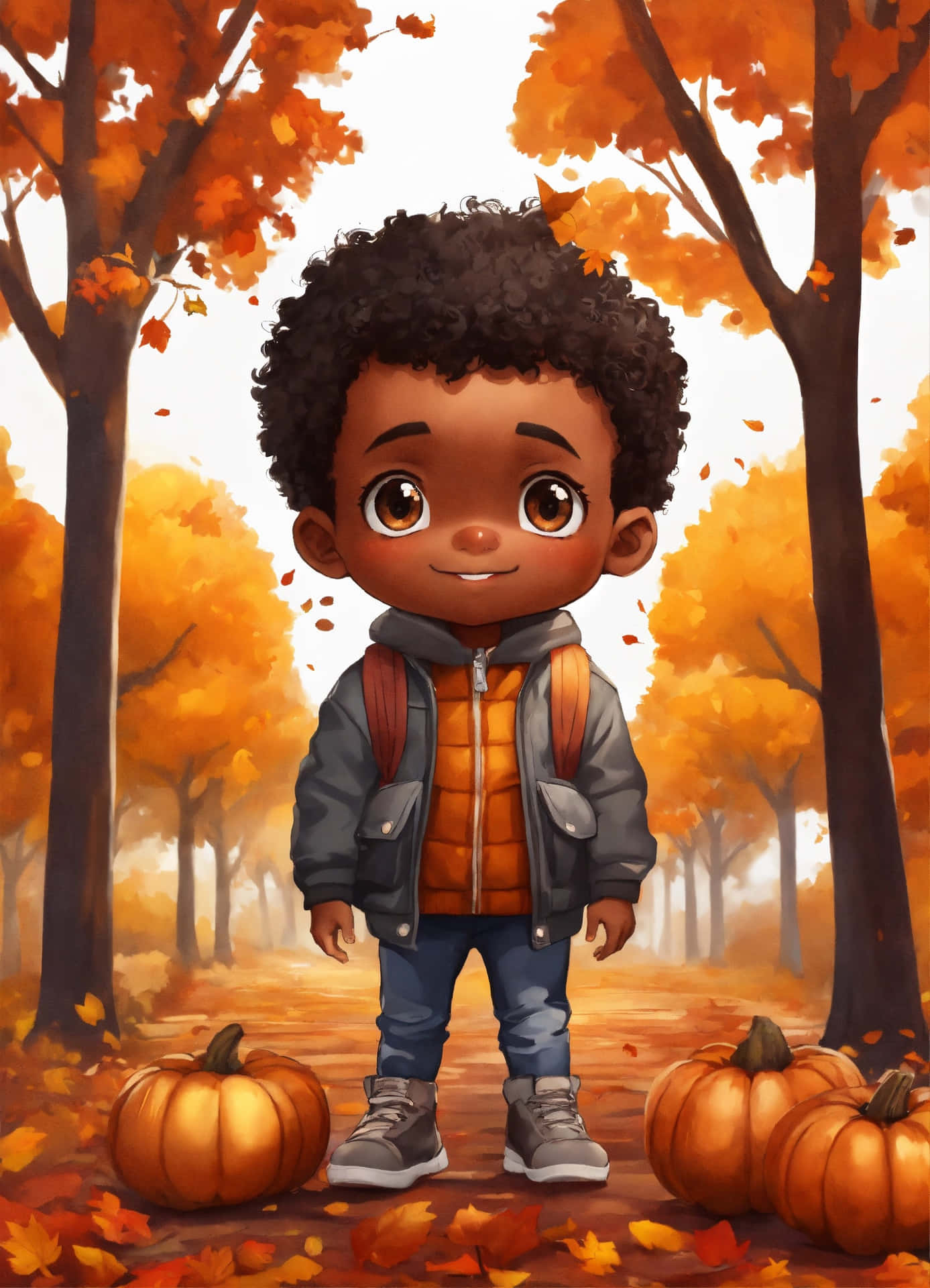 Autumn Boy Illustration Wallpaper