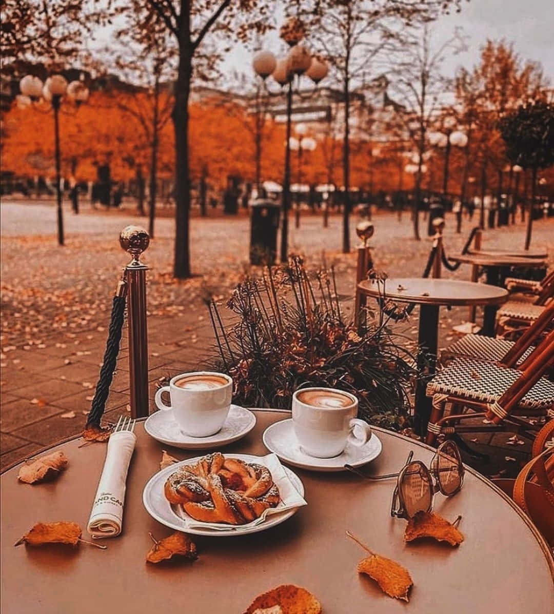 Autumn Cafe Ambiance Wallpaper