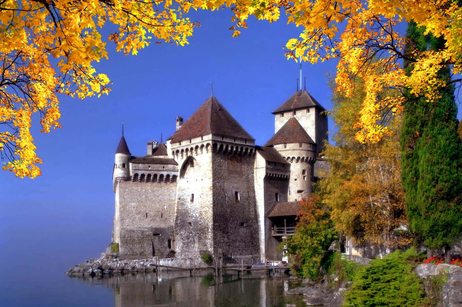 Autumn Castle Montreux Switzerland Wallpaper