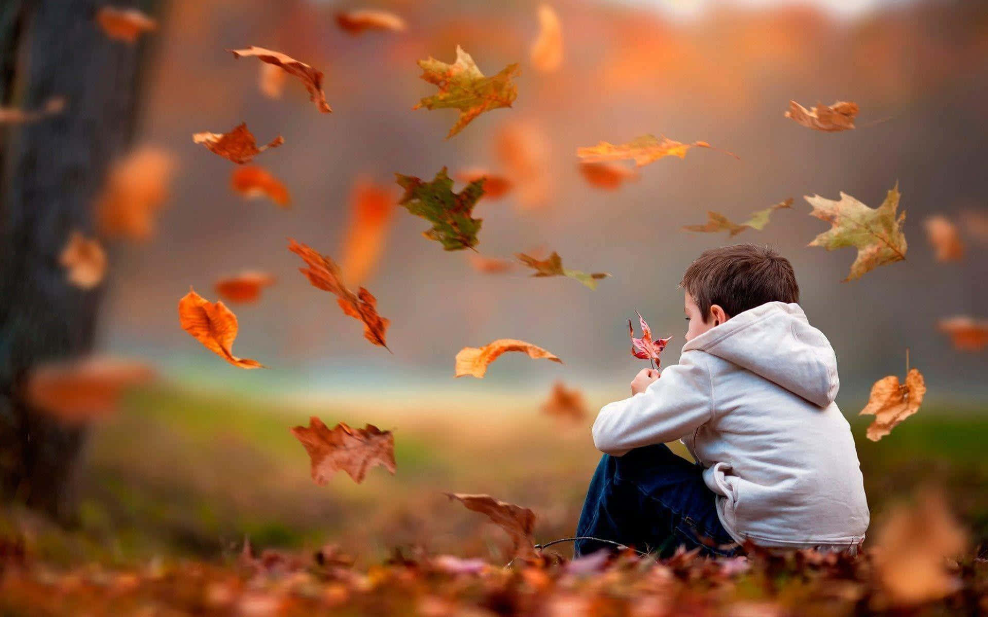 Autumn Child Contemplation Wallpaper