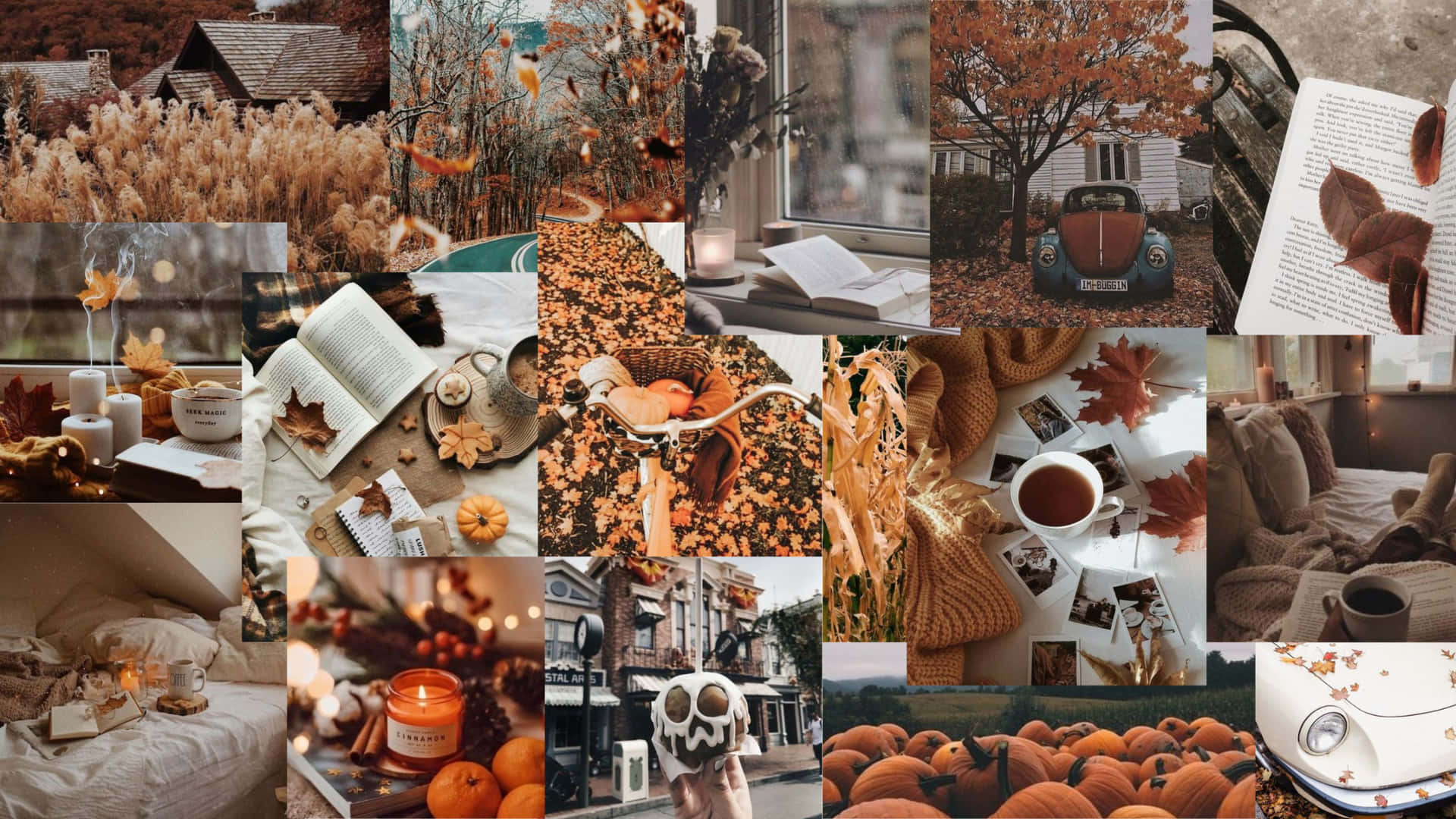 A Bright and Colorful Autumn Collage Wallpaper