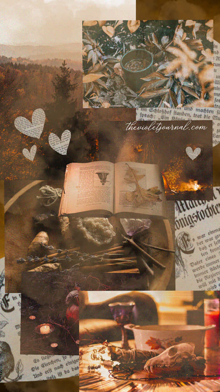 Autumn Witchcraft And Coffee Collage Wallpaper