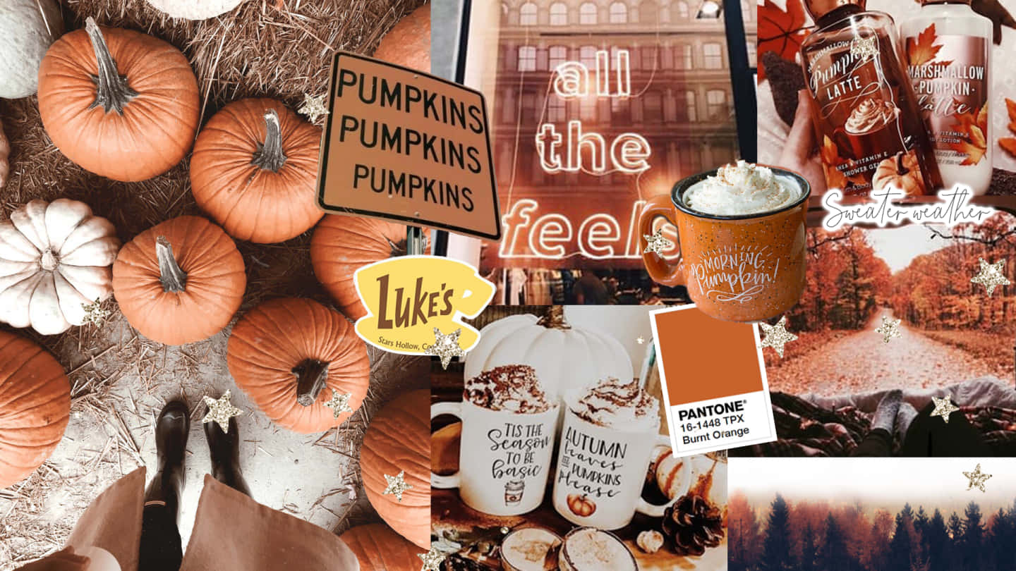 Celebrala Bellezza Dell'autunno Con Questa Accattivante Collage Sfondo