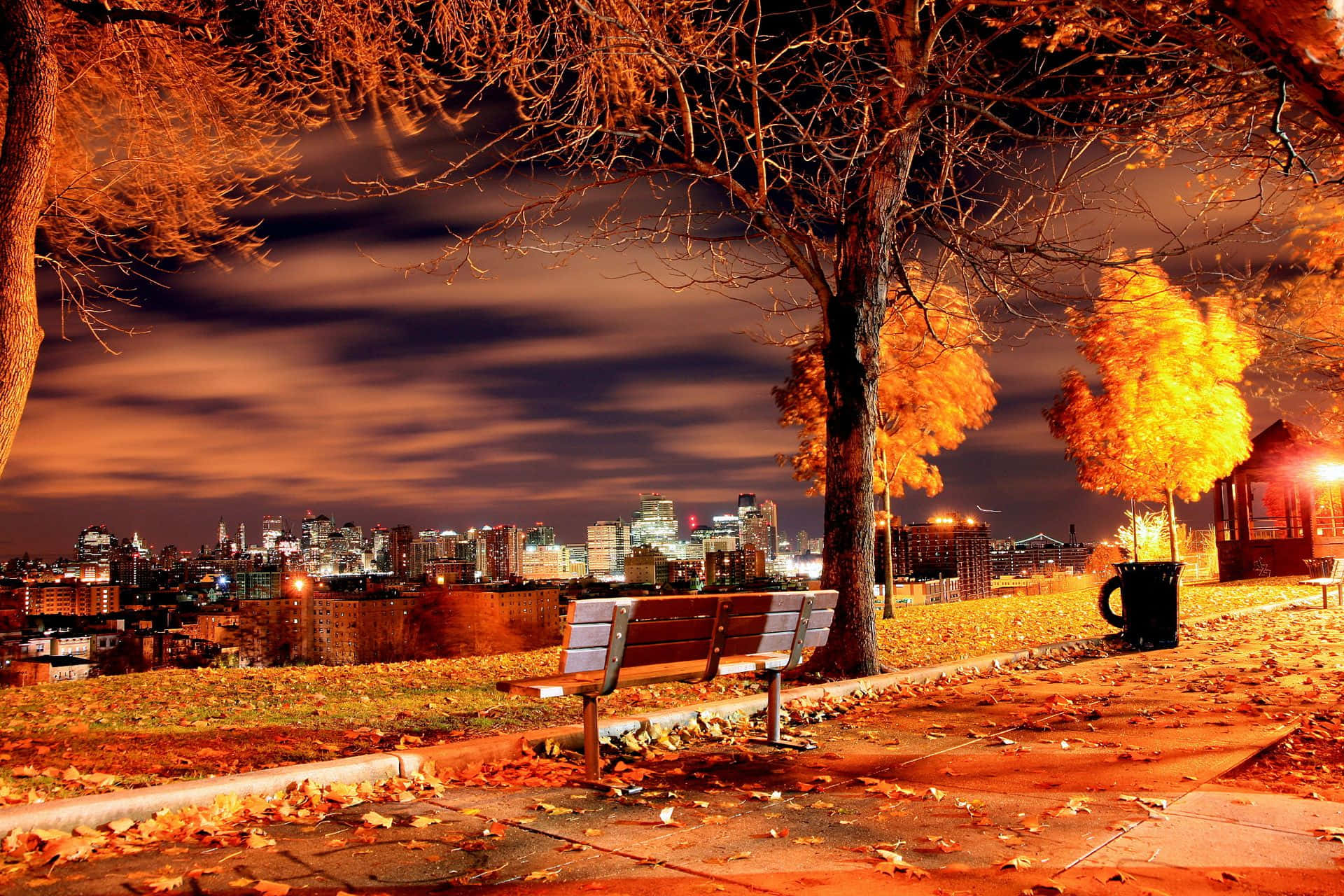 A Serene Autumn Evening by the Lake Wallpaper