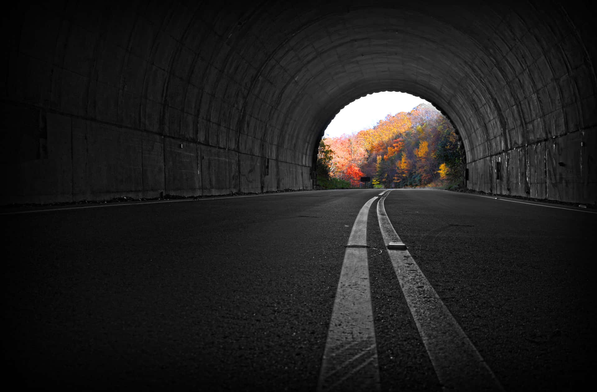 Autumn Exit Tunnel Roadway.jpg Wallpaper