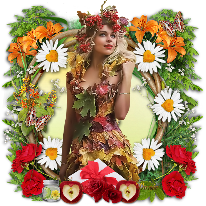 Autumn Fairy Surroundedby Flowers PNG
