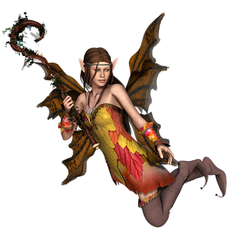 Autumn_ Fairy_with_ Staff PNG