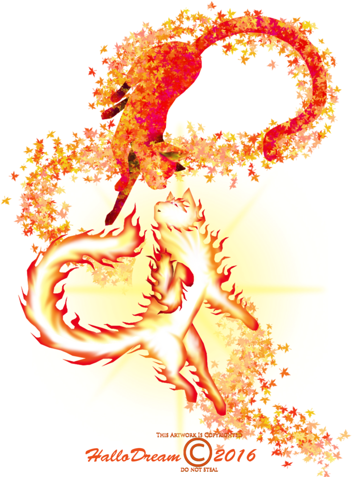 Autumn Fire Fantasy Unicorns PNG