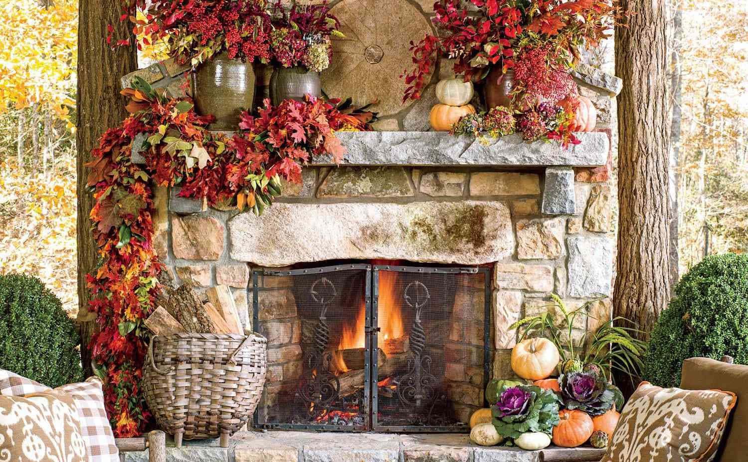 Cozy Autumn Fireplace Wallpaper