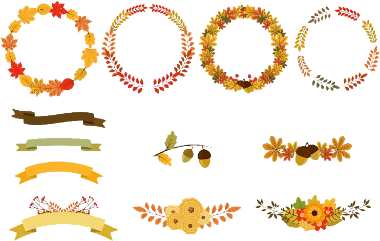 Autumn Floral Wreath Collection PNG