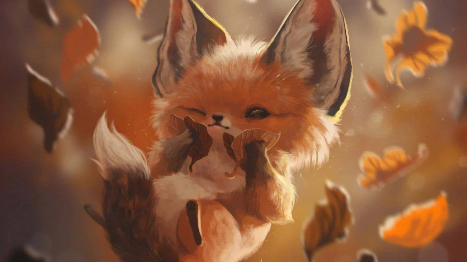 Autumn Fox Artwork Wallpaper