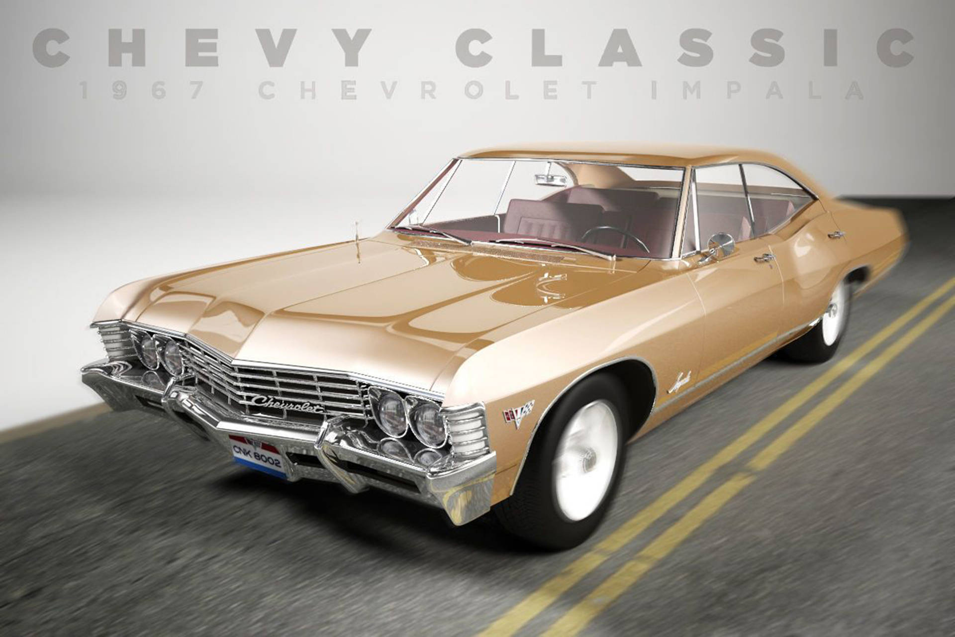 Efterår Guld Chevrolet Impala 1967 Wallpaper