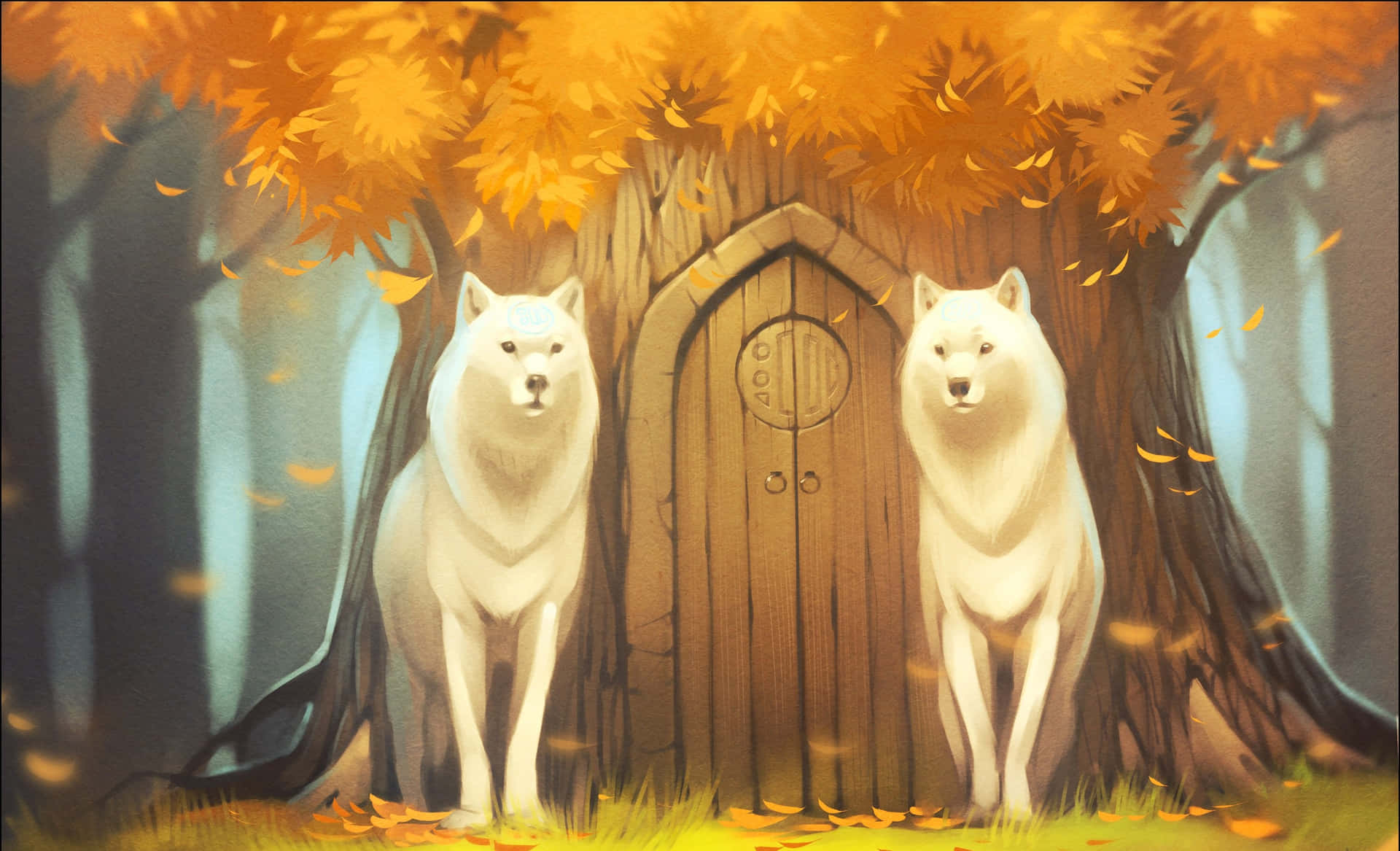 Autumn Guardian Wolves Wallpaper